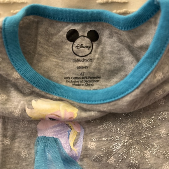 Disney Frozen Long Sleeve Gray and Blue Tee with 3D Details - Picture 3 of 4